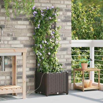 vidaXL Tuin Plantpot Bruin 40 x 40 x 142 cm PP, Verzenden