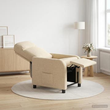 vidaXL Recliner Crèmekleurig Stof, Huis en Inrichting, Fauteuils, Verzenden, Nieuw