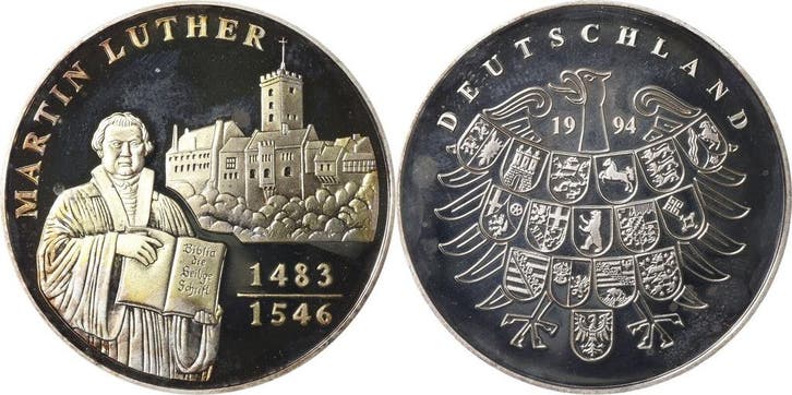 Zilver medaille 1994 Reformation-ereignisse en Jubilaeen, Timbres & Monnaies, Pièces & Médailles, Envoi