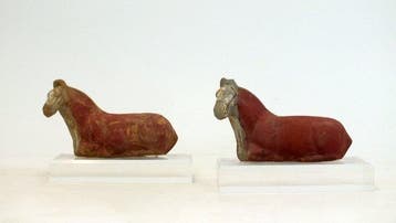 Oud Chinees, Tang-dynastie Terracotta Zeldzaam paar liggende