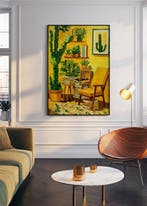 E. García - Interior amarillo XL (no reserve), Antiek en Kunst, Kunst | Schilderijen | Modern