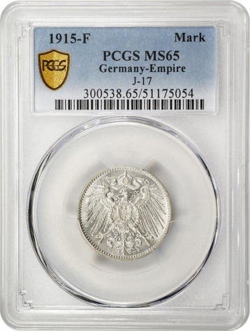 Duitsland, keizerrijk 1 Mark 1915 - PCGS MS65 (Stuttgart)