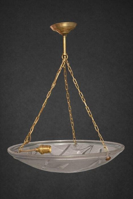Kroonluchter - DEGUÉ — Art Deco matglazen kroonluchter /, Antiek en Kunst, Kunst | Designobjecten