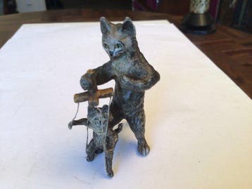 Snijwerk, La marionnette - 7 cm - Koud geverfd brons