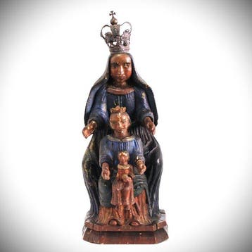 Beeld, Colonial Saint Anne Trinity - 36 cm - Hout - 1730