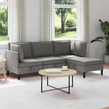 vidaXL Woonkamer Meubelset 4 st Donkergrijs Stof, Huis en Inrichting, Verzenden, Nieuw