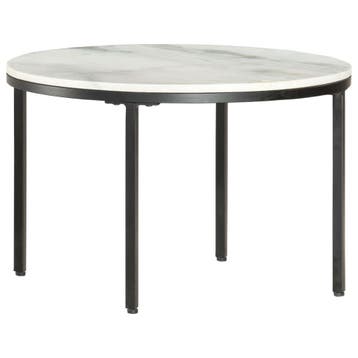 vidaXL Salontafel Ø65 cm echt massief marmer wit en zwart, Huis en Inrichting, Tafels | Salontafels, Verzenden, Nieuw
