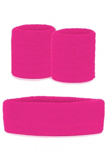 KIMU® Kind Zweetbandjes Set Roze Kinder Hoofdband Polsbandje, Ophalen of Verzenden