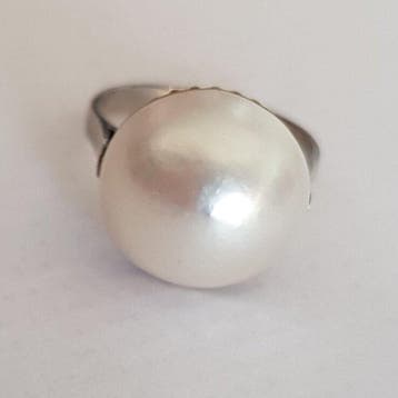 Ring - 18 karaat Witgoud Parel