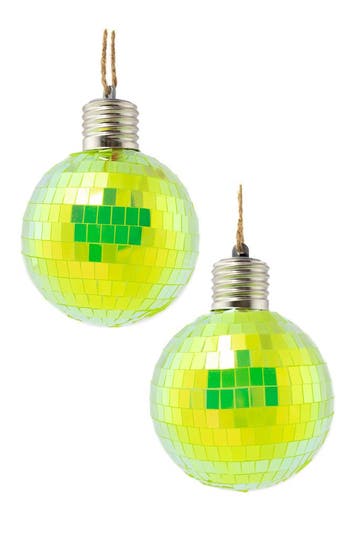 KIMU® 2x Discobal Ø 8 cm LED Iridescent Geel  Discobol Klein, Ophalen of Verzenden, Nieuw