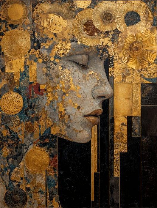 Mrs Art Prime - The Golden Mystery in Gustav Klimt Style, Antiquités & Art, Art | Peinture | Moderne