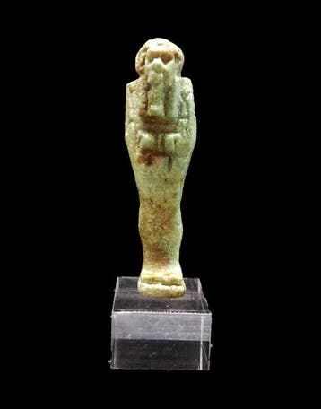 Oud-Egyptisch Faience - Ouchebti met rugkolom van