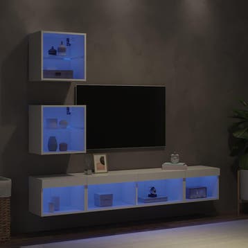 vidaXL 5-delige Tv-wandmeubelset met LED-verlichting bewerkt, Verzenden