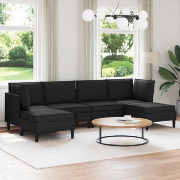 vidaXL Woonkamer Meubelset 6 st Zwart Stof, Verzenden, Nieuw