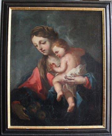 École italienne (XVIII) - Madonna mit Kind, Antiek en Kunst, Kunst | Schilderijen | Klassiek