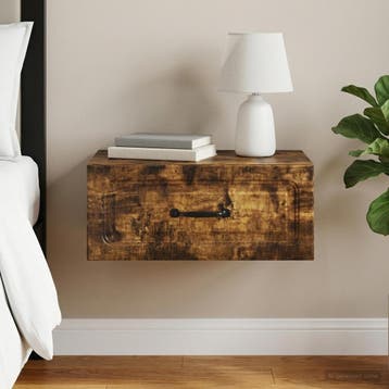 vidaXL Muurbevestigde Nachttafel Gerookt eiken 49 x 34,5 x, Verzenden, Nieuw