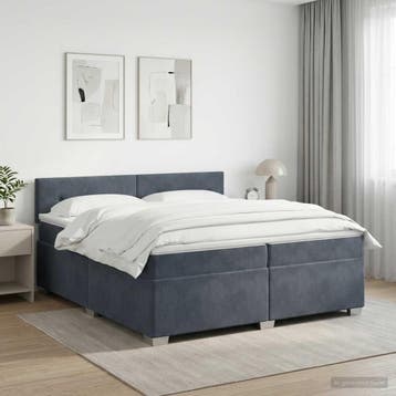 vidaXL Boxspringbed met matras Donkergrijs 200 x 200 cm, Verzenden