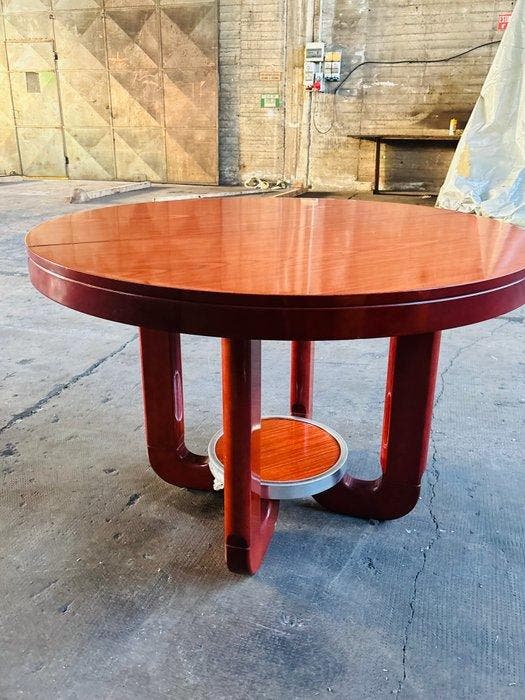Tafel - Hout, Aluminium - Art Deco uitklapbare tafel, Antiquités & Art, Art | Objets design