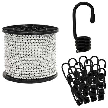 vidaXL Bungee Koorden met Haken 8 mm Zwart en Wit PP en, Verzenden