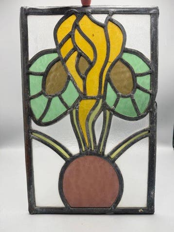 Antiek Glas-in-loodraam - 1920-1930 - Glas in lood paneel