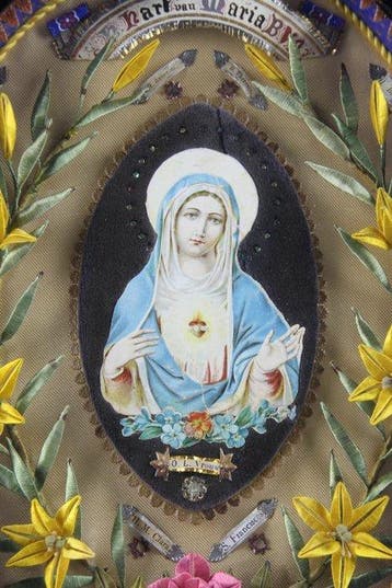 Relikwie - Glas, Zijde - 1937 - Sacred Heart of Mary