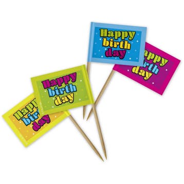 Happy Birthday Prikkers Gekleurd 6,5cm 50st, Verzenden, Nieuw