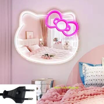 Spiegel NEON verlichting hello kitty led lamp 50x40cmXL 220v, Verzenden