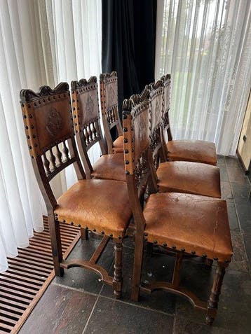 Chaise de salle à manger (6) - Cuir - Eikenhout & Cuir