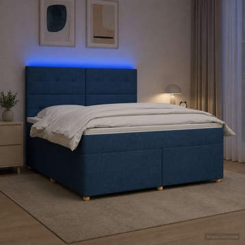 vidaXL Boxspringbed met matras met hoofdeinde Blauw 160 x, Verzenden, Nieuw