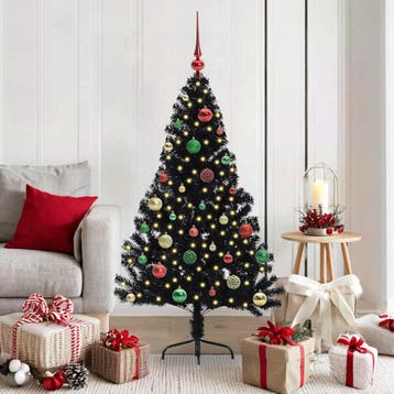 vidaXL Kunststof Voorverlichte Kerstboom met 150 LED Zwart, Diversen, Kerst, Verzenden, Nieuw