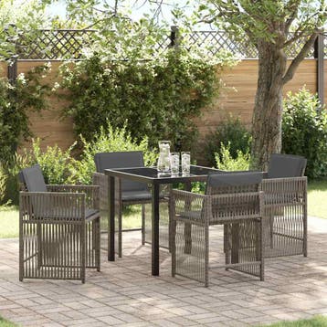 vidaXL Tuin Eettafel Set 5 pcs Grijs poly rattan, Verzenden, Nieuw