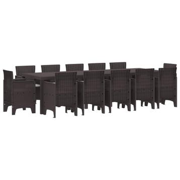 vidaXL Tuin Eettafel Set 13 st Bruin en lichtgrijs Riet en, Verzenden, Nieuw