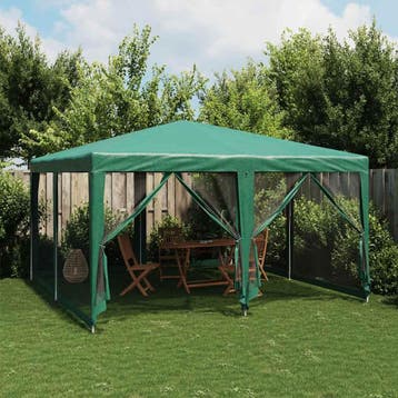 vidaXL Partytent met 8 mesh zijwanden 4x4 m HDPE groen, Verzenden