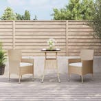 vidaXL 3-delige Bistroset met kussens poly rattan beige, Verzenden, Nieuw