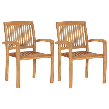 Tuinstoelen massief teakhout - Rustieke charme voor je te..., Tuin en Terras, Verzenden, Zo goed als nieuw, Teakhout, Stapelbaar