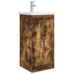 vidaXL Badkamer Vanity met Wastafel Gerookt eiken 42 x 40 x, Maison & Meubles, Tables | Coiffeuses, Verzenden