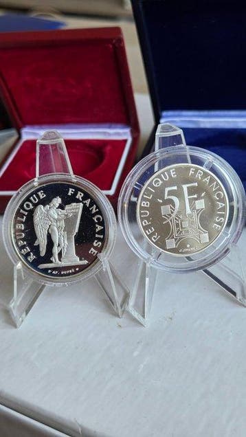 Frankrijk. 5, 100 Francs 1989, Proof set x 2 (Zonder, Postzegels en Munten