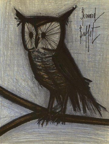 Bernard Buffet (1928-1999) - Le Hibou, Antiquités & Art