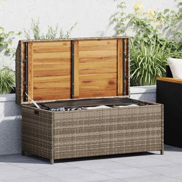vidaXL Opbergbank 100x50x52 cm poly rattan en acaciahout, Verzenden, Nieuw