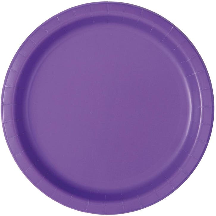 Paarse Borden Neon Rond 23cm 16st, Hobby en Vrije tijd, Feestartikelen, Nieuw, Verzenden