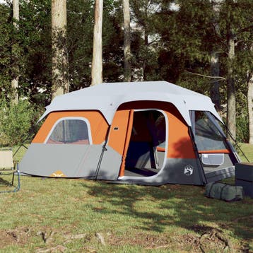 vidaXL Tent 9-persoons waterdicht met LED lichtgrijs en, Caravans en Kamperen, Verzenden, Nieuw