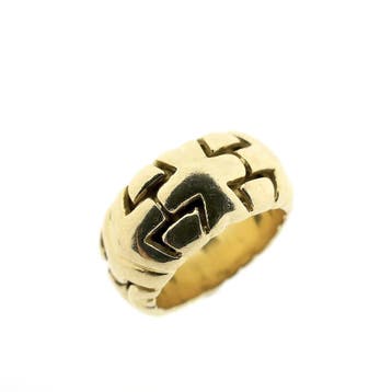 Gouden fantasie ring, Gebruikt, Ophalen of Verzenden, Kleiner dan 17, Dame