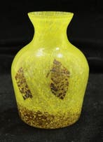 Vasetto Vintage – Giallo Citrino Marezzato con Foglia di