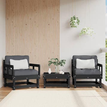 vidaXL Tuinstoelen 2 st massief grenenhout zwart, Verzenden