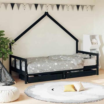 vidaXL Kinderbedframe met lades 90x200 cm massief grenenhout, Verzenden