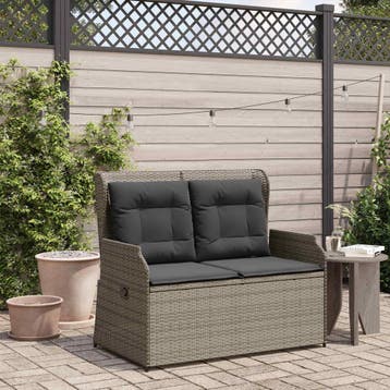 vidaXL Tuinbank Grijs poly rattan, Verzenden, Nieuw