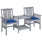 vidaXL Tuinstoelen met tafeltje en kussens massief, Verzenden, Nieuw