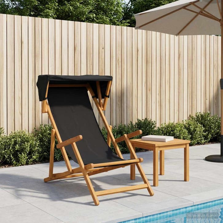 vidaXL Ligstoel 3 Positie massief eucalyptushout Zwart, Tuin en Terras, Ligbedden, Nieuw, Verzenden