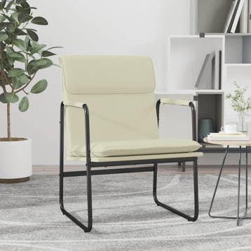 vidaXL Loungestoel 55x64x80 cm kunstleer crèmekleurig, Verzenden, Nieuw