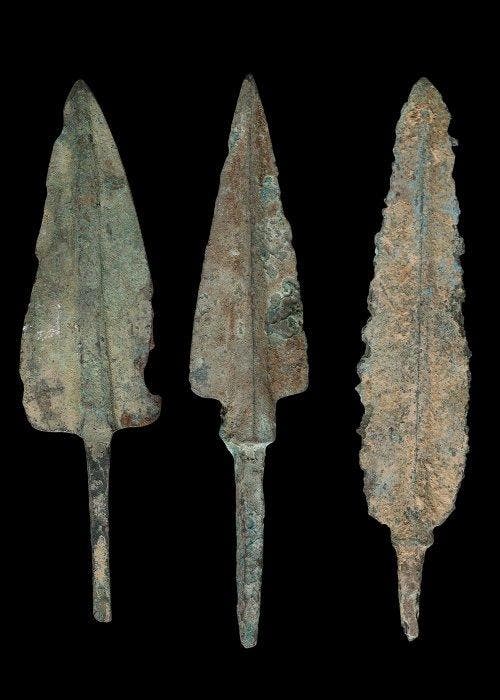 Âge du bronze Bronze Arrowhead Group (3) (Sans prix de, Antiek en Kunst, Antiek | Overige Antiek